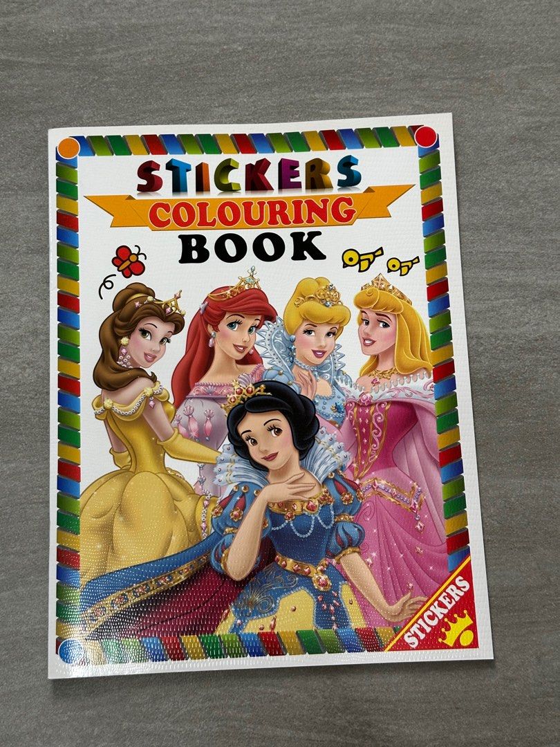 Princess Sticker Colouring Book 填色簿, 興趣及遊戲, 書本 & 文具, 小朋友書 - Carousell