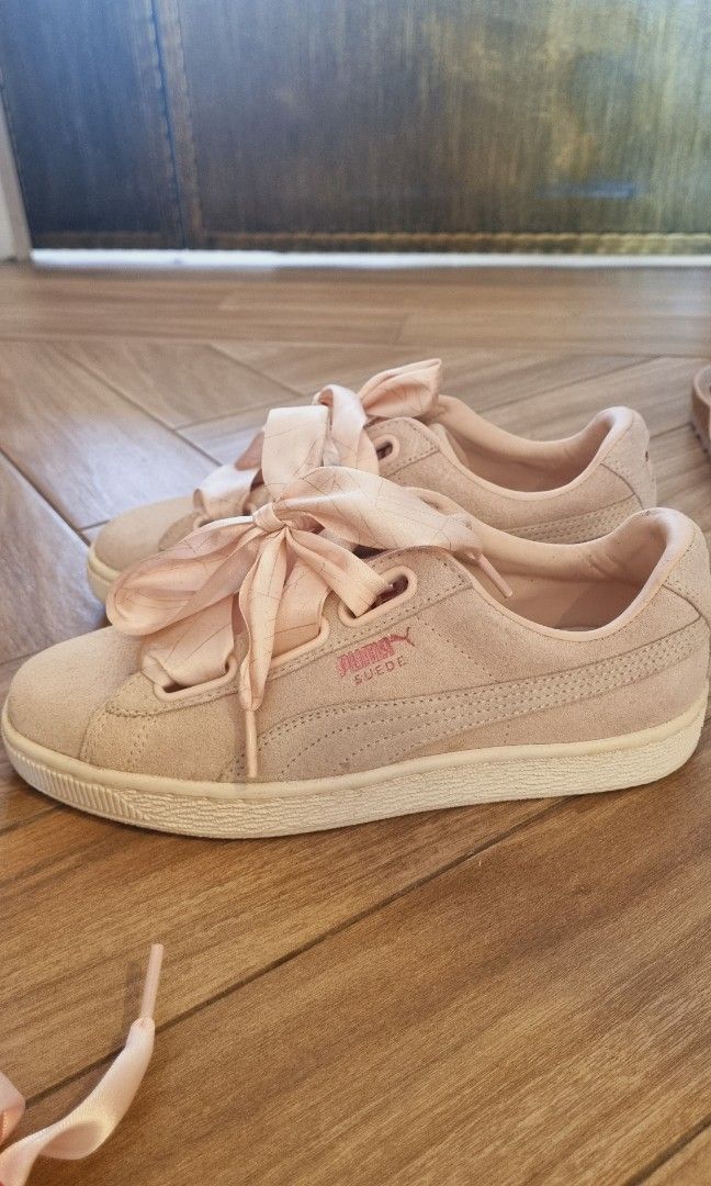 Puma rose pink ribbon sneakers