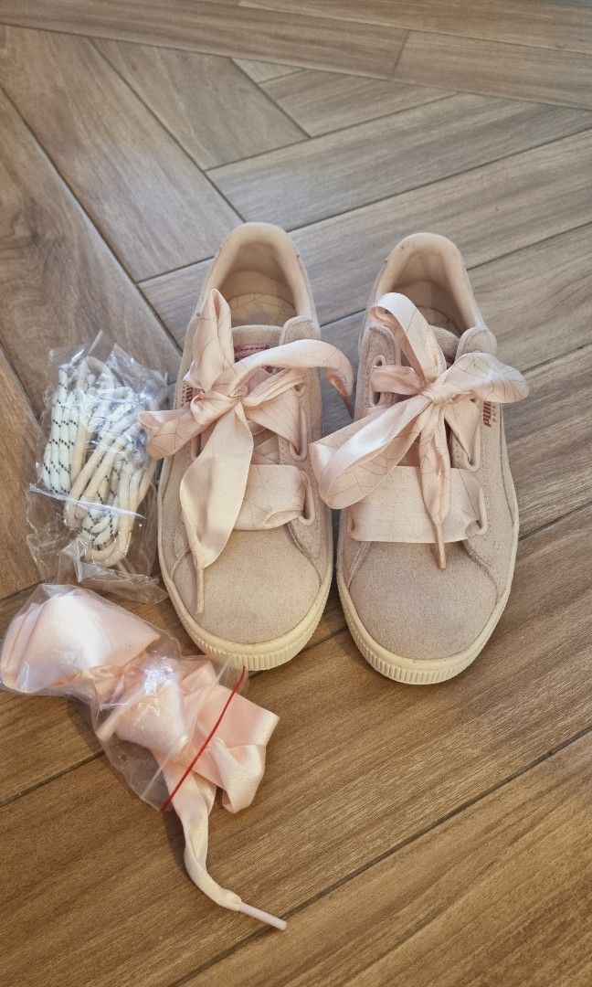 Puma pink ribbon sneakers hot sale