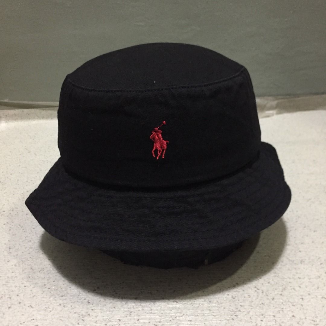 Ralph lauren bucket hat black discount and red