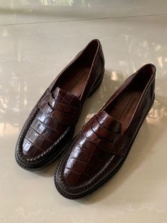 Ralph Lauren Polo Sport brown crocodile leather loafers