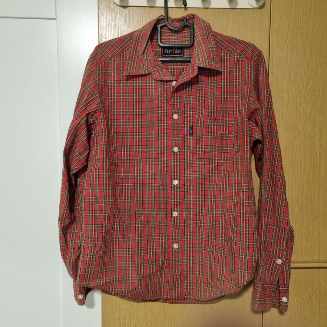 Red plaid 2024 dress shirt