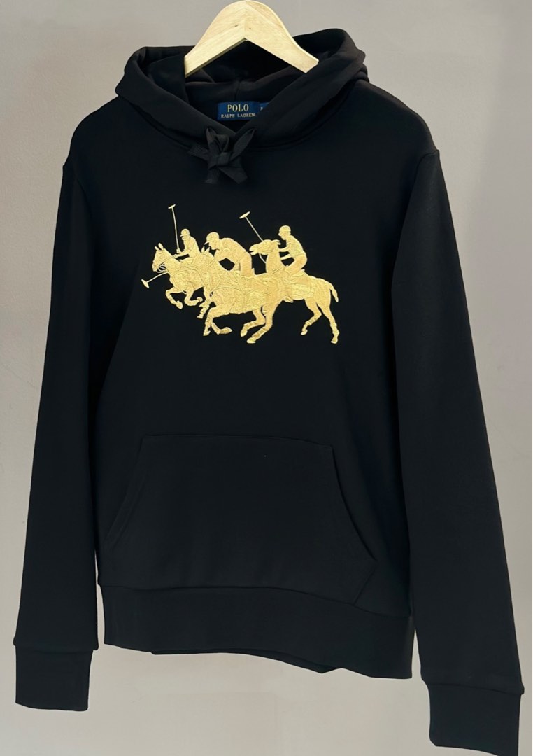 Black and gold polo hoodie clearance