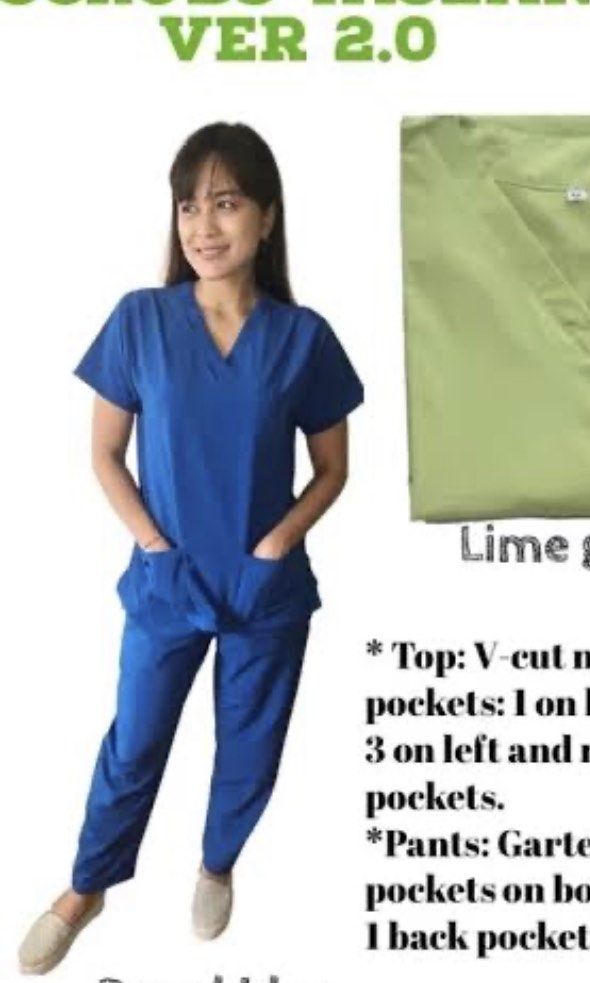 SCRUBS SET prussian blue (Category: Sets or Coordinates) located in Cebu City. Submitted by jsnf1234 (Listing ID 1275321682, Image 2). Description: From shoppee Prussian blue color Fits s.