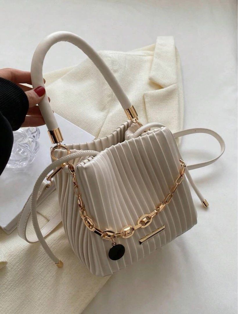 Pleated mini bucket bag deals