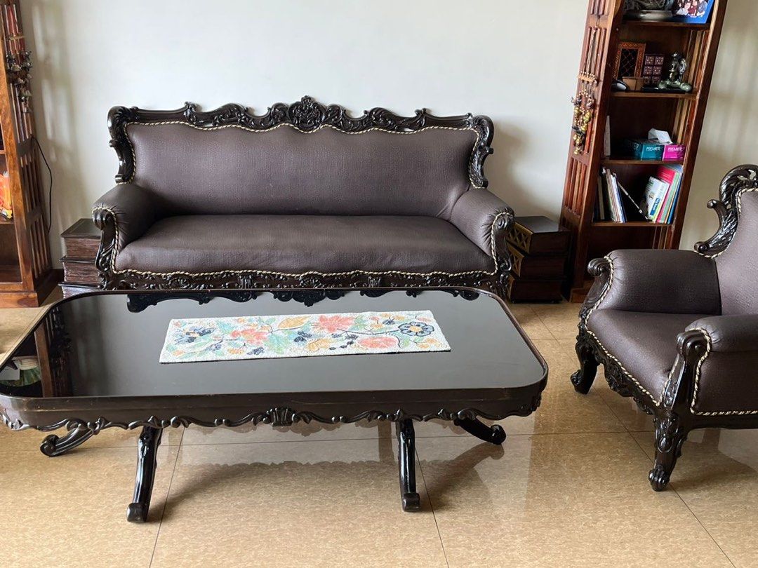 Imported wooden deals sofa set