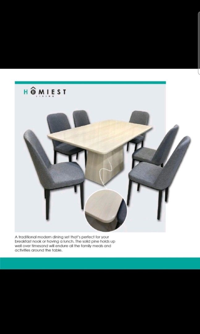 Solid marble table & 6 chairs (Category: Tables & Sets) located in Singapore. Submitted by ourmess (Listing ID 1275236014, Image 1). Description: Genuine solid marble Table and base Rounded Corner Item comes with FREE chairs. All chairs are well used. The chairs colour is in champagne cream. For measurement of the dining table, refer to image To arrange your own courier team to collect items..