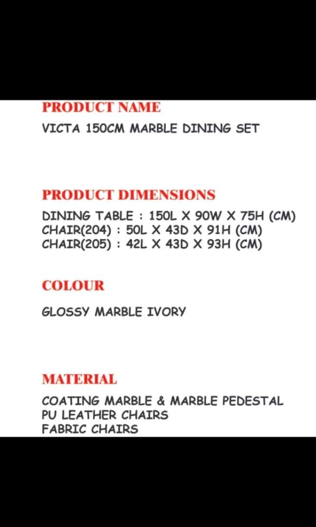 Solid marble table & 6 chairs (Category: Tables & Sets) located in Singapore. Submitted by ourmess (Listing ID 1275236014, Image 3). Description: Genuine solid marble Table and base Rounded Corner Item comes with FREE chairs. All chairs are well used. The chairs colour is in champagne cream. For measurement of the dining table, refer to image To arrange your own courier team to collect items..