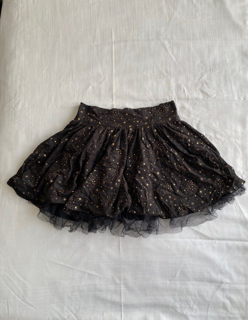 star mini poofy skirt black y2k 90s fairy cosplay ruffle tulle