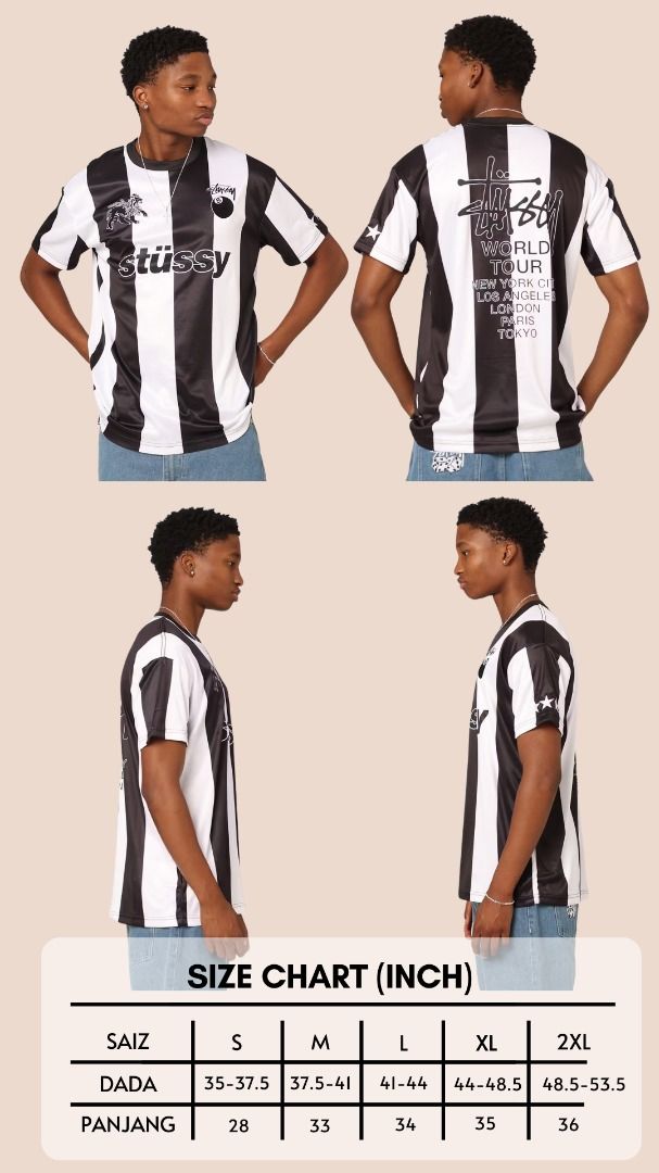 Stussy Jersey Black White Men s Fashion Tops Sets Tshirts Polo Shirts on Carousell