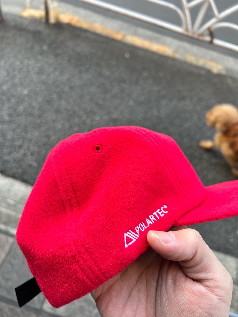 supreme polartec small box 6-panel 紅色帽子刷毛保暖基本款於