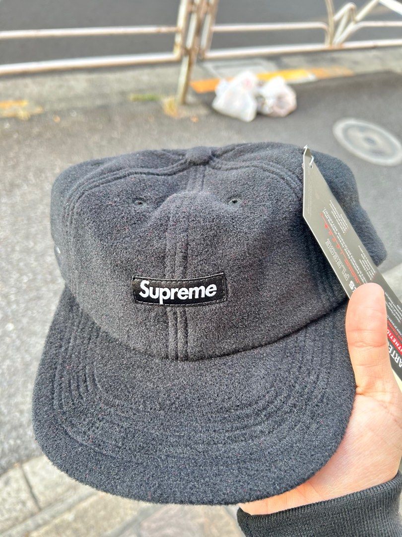 supreme polartec small box 6-panel 黑色帽子基本款保暖刷毛於日本