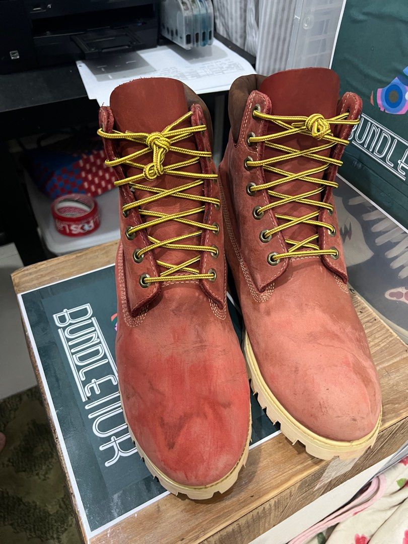 Patriotic red timberlands best sale