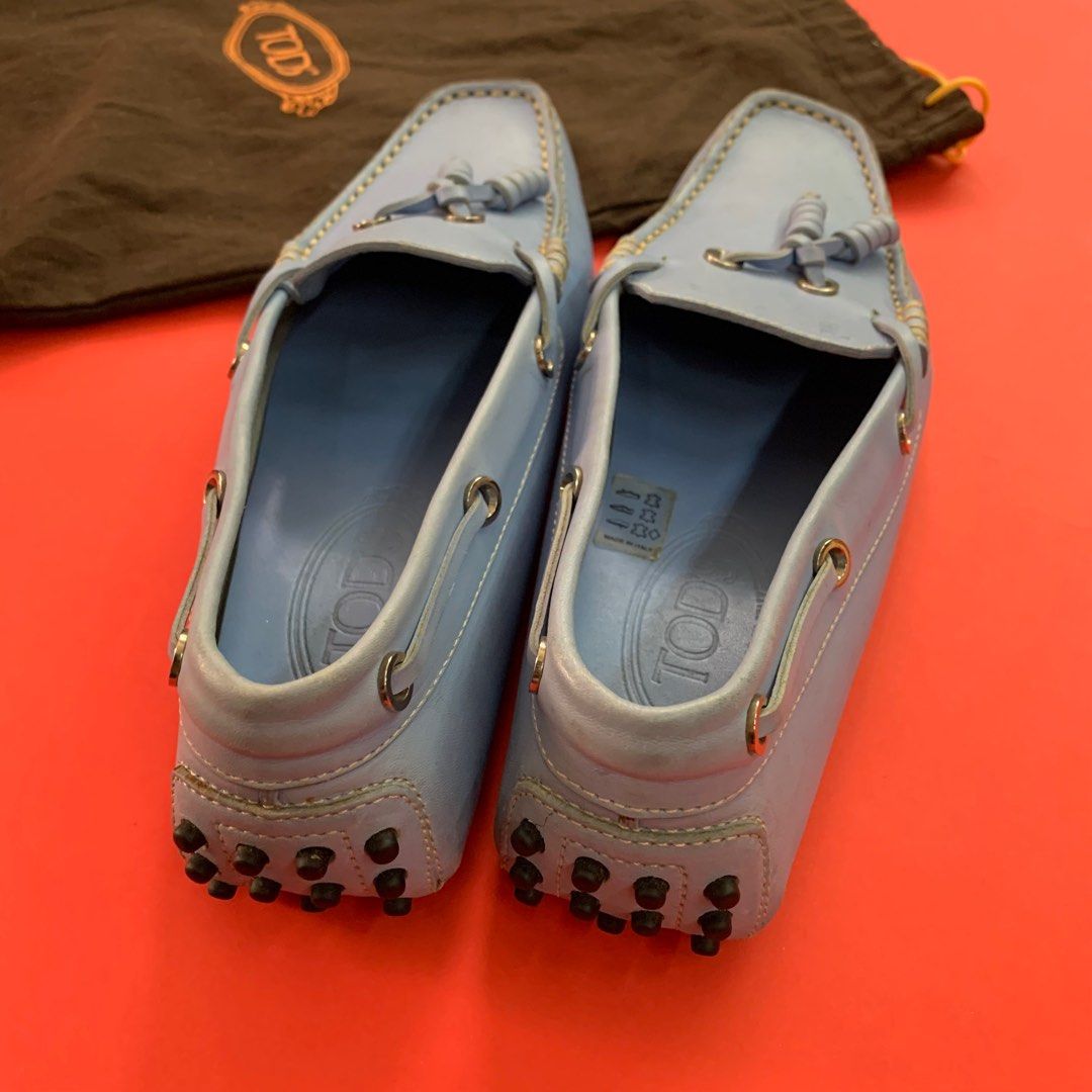 Tods Blue Flat Lofers Italy, Women's Fashion, Footwear, Loafers on ...