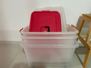 5 x A4 Clear Plastic Craft Storage Boxes With Lids - 312mm x 225mm