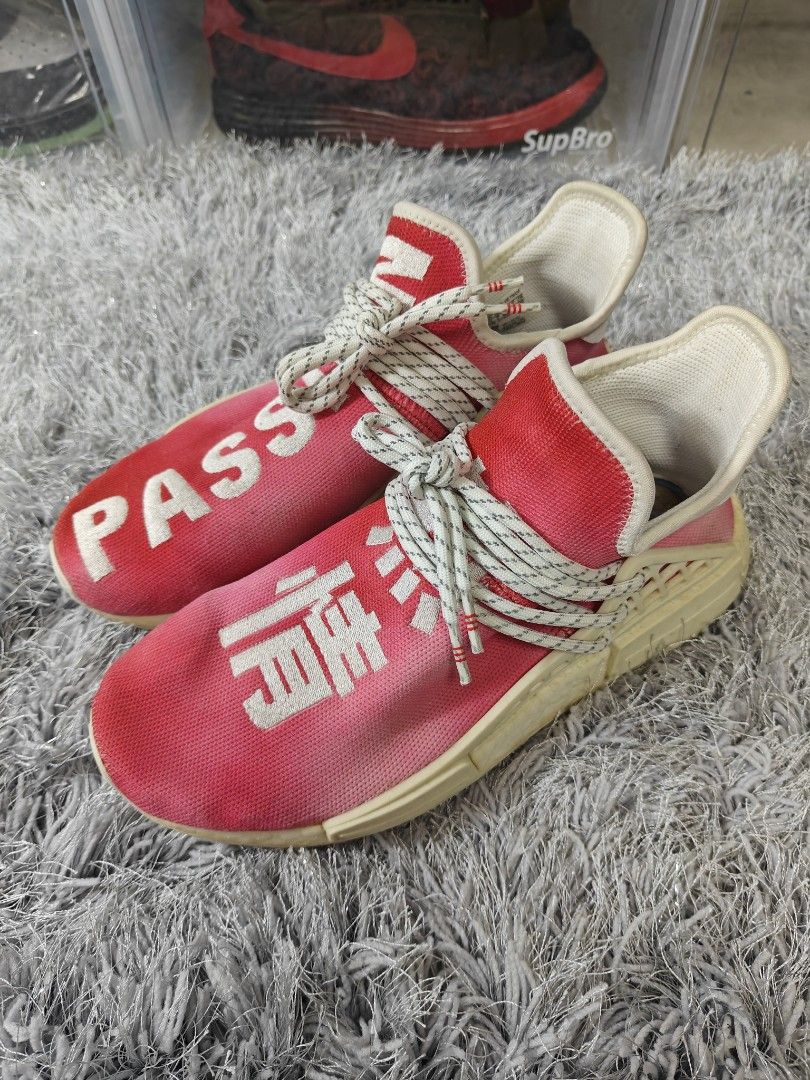UK7 Pharrell Williams X Adidas Original NMD HU Human Race China Pack Passion Red Carousell