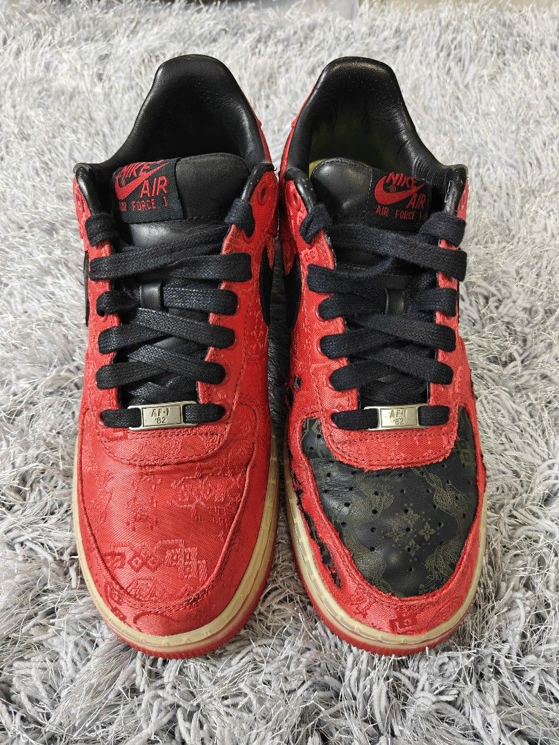 US8』CLOT X Nike Air Force 1 Low 1World Supreme 紅絲綢clot聯名OG神