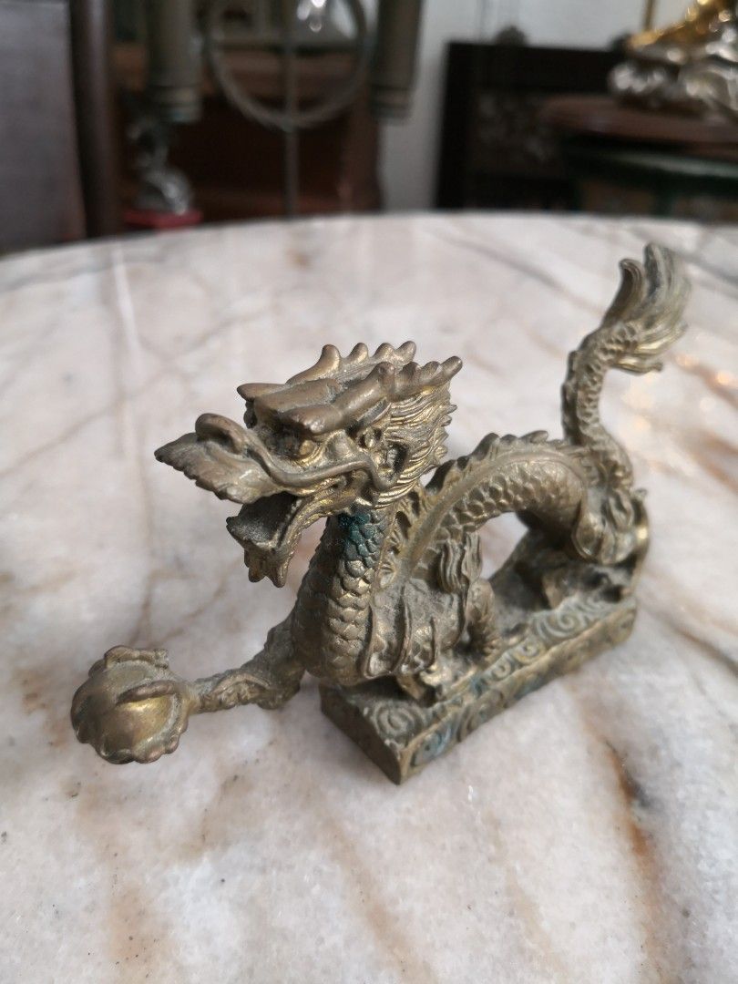 Vintage French Griffin Brass Candle Holder Dragon Gothic