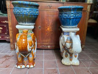Vintage elephant stools/pedestals garden indoor ornament
