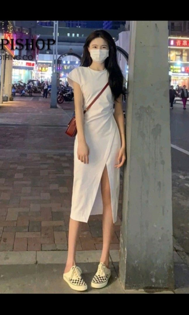 WHITE Korean Street Style Short Sleeve Casual Dress Women s