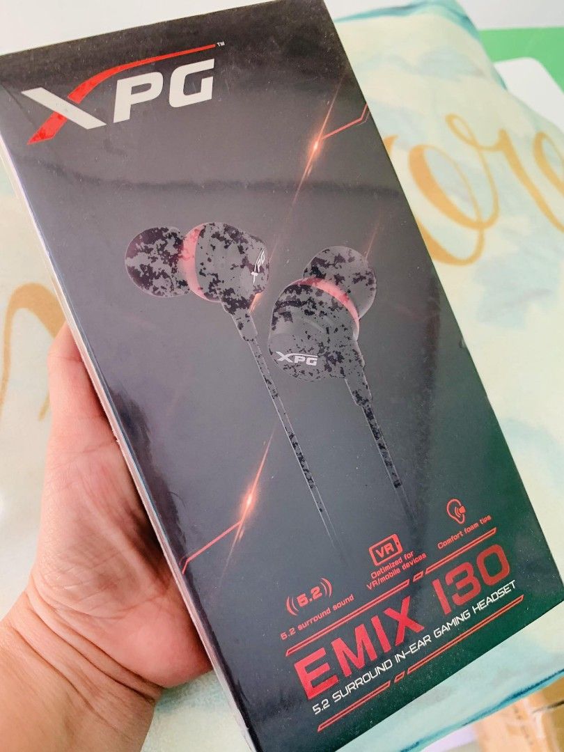 XPG EMIX 130 (Category: Earphones) located in Angono. Submitted by live.bukobeybe (Listing ID 1275253604, Image 1). Description: Brand New and Sealed po ito. check all you want upon meet up. XPG Emix I30 3D in-ear gaming headset True Surround Sound For sale - 1800php (OG price 2499).