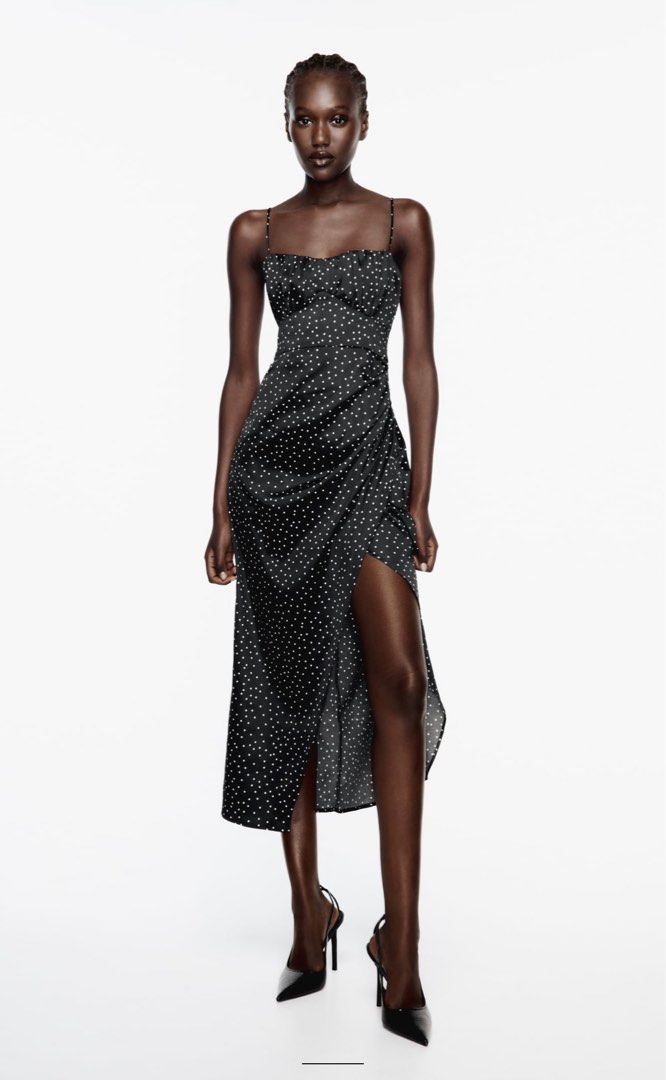 Zara polka dot slip best sale dress