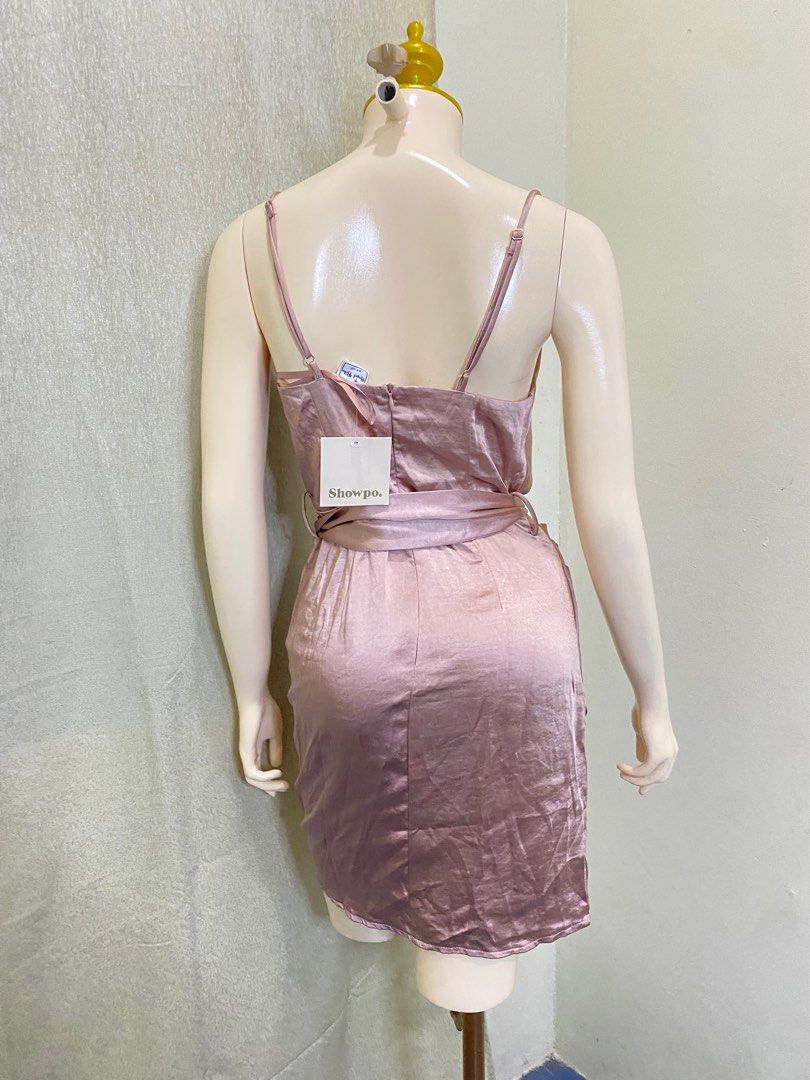 Angel Biba x Showpo • Dusty pink satin cowl neck mini dress, Women's