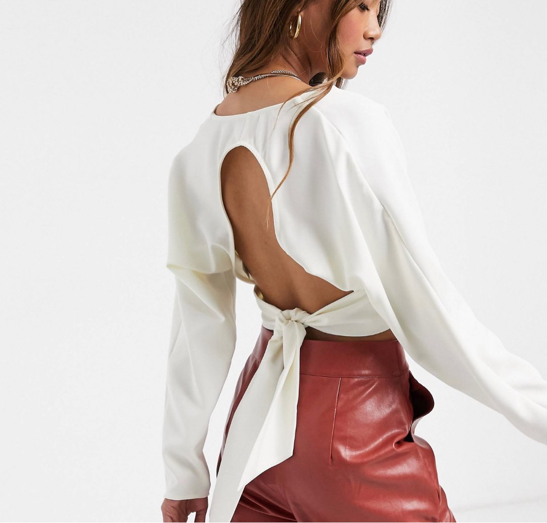 Batwing wrap top with tie back