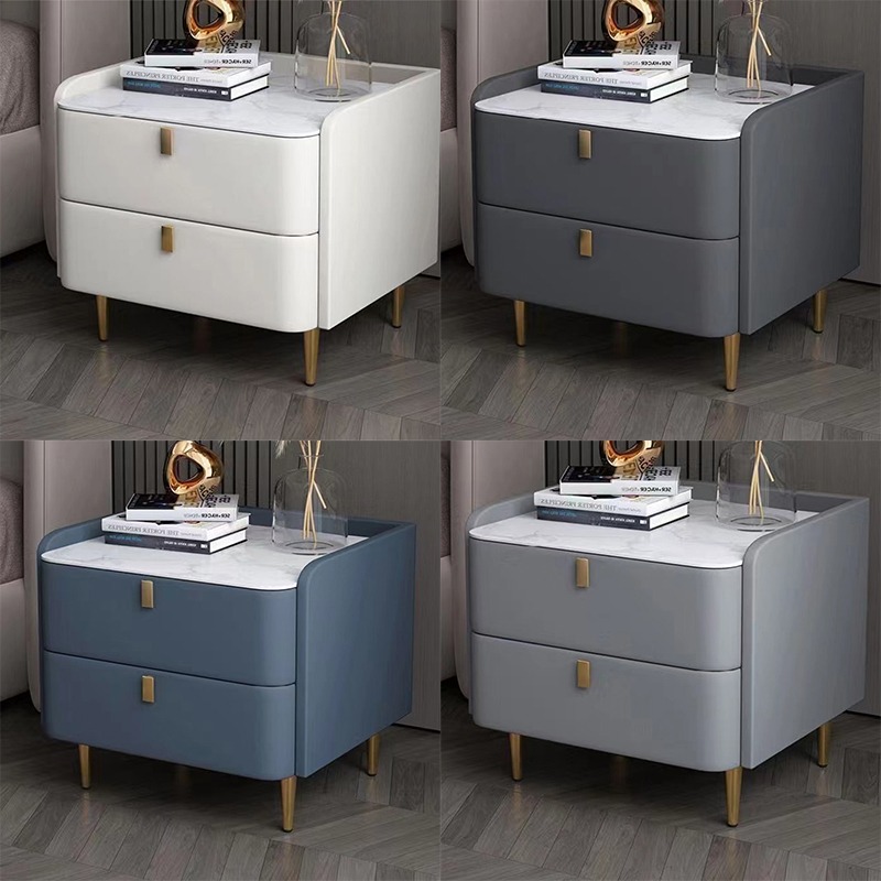 Bedside Table bedroom Sintered Stone TOP Small Storage Cabinet Drawer ...