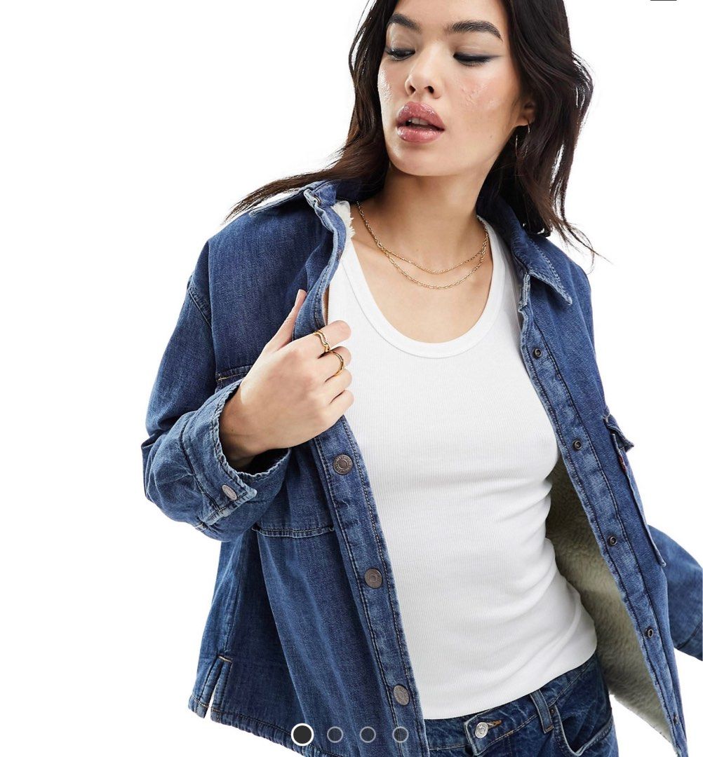 BNWT Levi s Harrison Sherpa Shacket Blue Denim Women s Fashion Coats Jackets and Outerwear on Carousell
