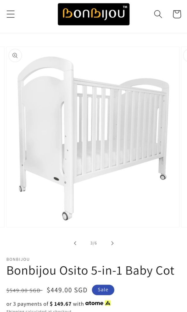 Bonbijou osito in Baby cot Children bed, Babies Kids, Baby