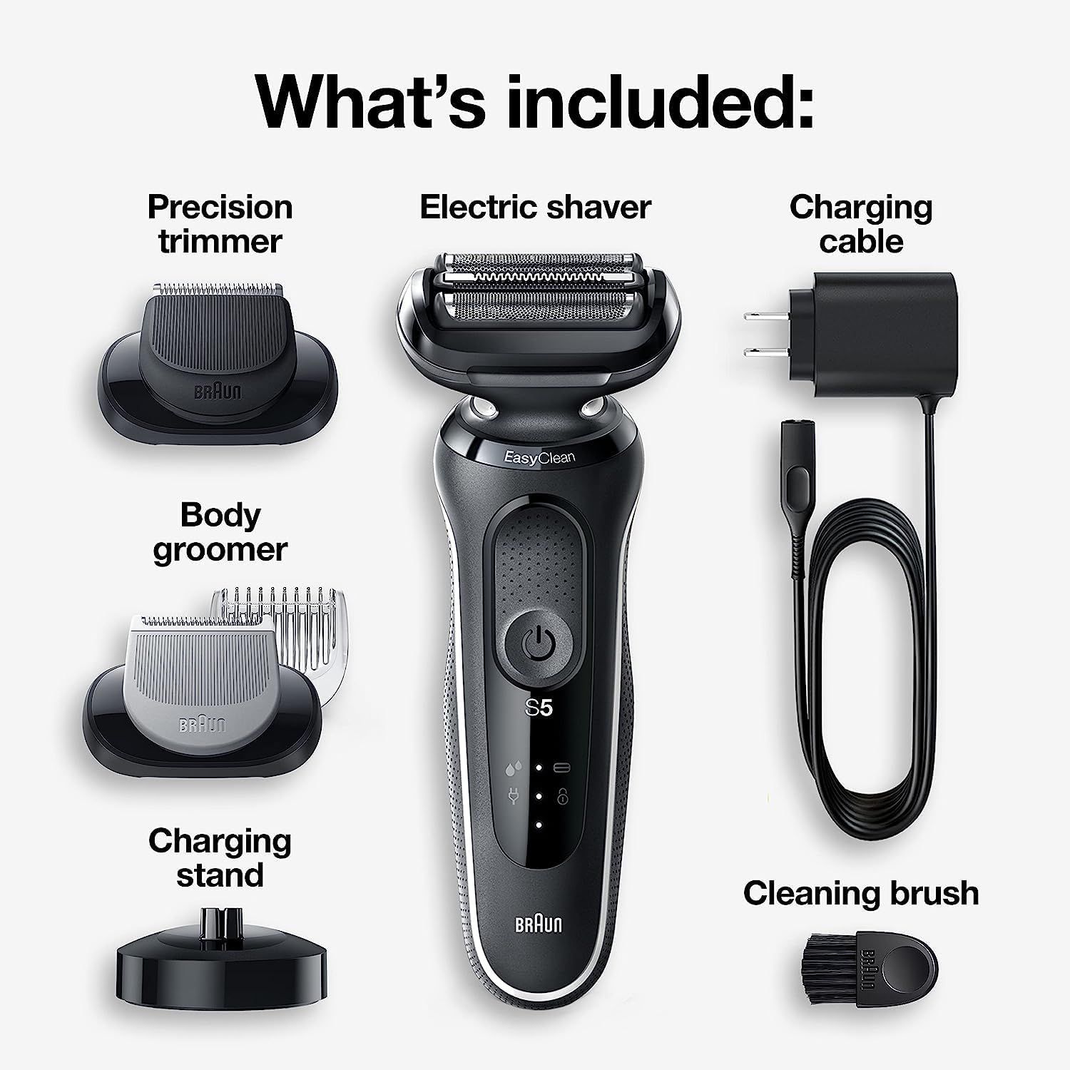 Braun Electric Razor for Men, Waterproof Foil Shaver, Series 5 5050cs, Wet  & Dry Shave, With Beard Trimmer and Body Groomer, Rechargeable, Charging  Stand Included, Blue, Beauty & Personal Care, Men's Grooming