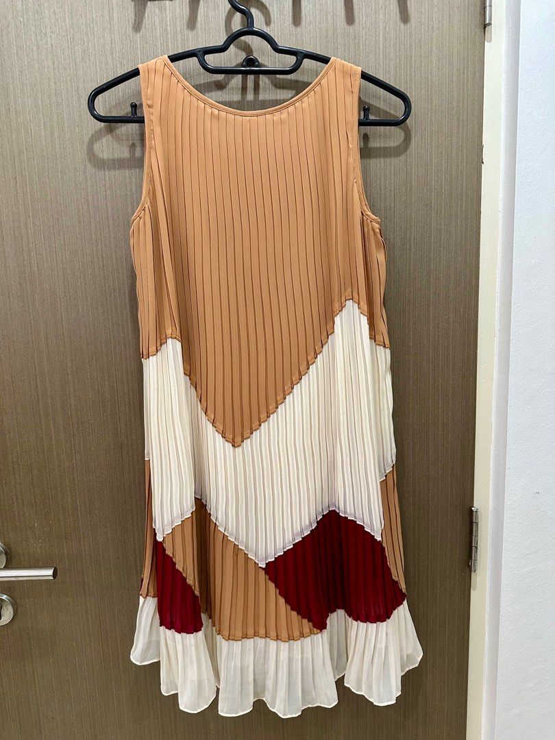 Mango pleated bicolor dress shop