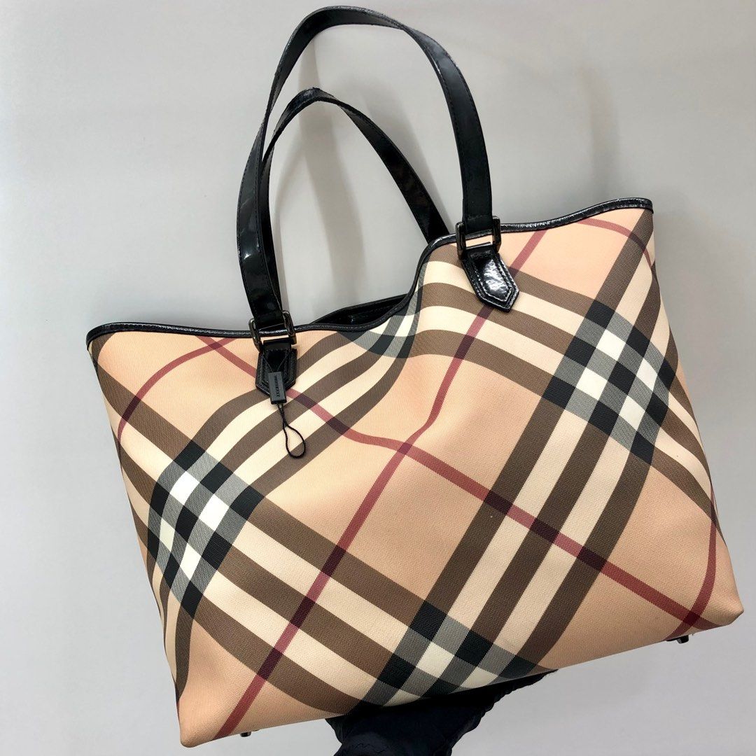 DISCOUNTED BURBERRY CHECK WITH POUCH LEATHER TOTE BAG 237046650