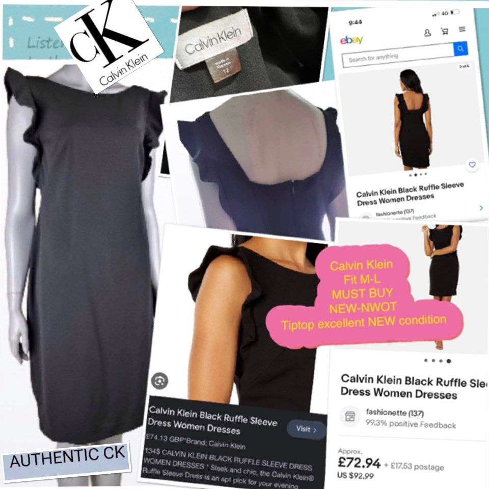 Calvin klein black ruffle dress hot sale