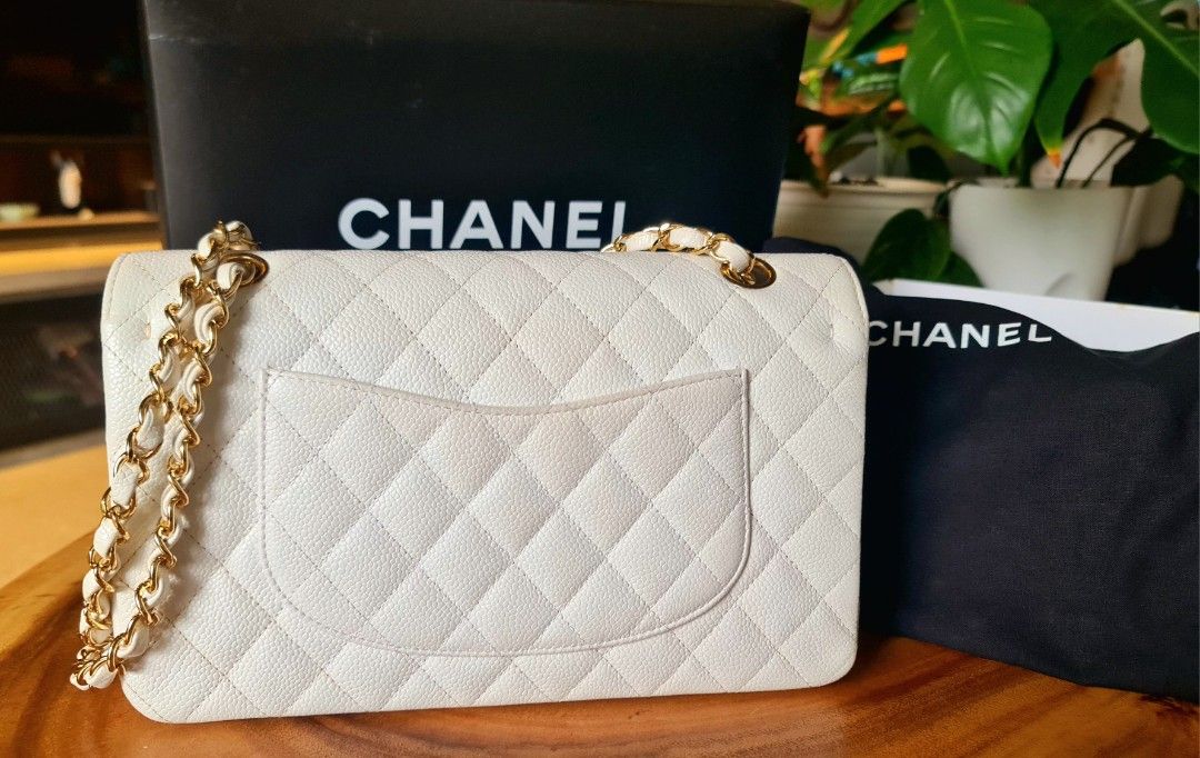 Chanel Classic Caviar Medium Gold HW with flap, Women's Fashion, Bags ...