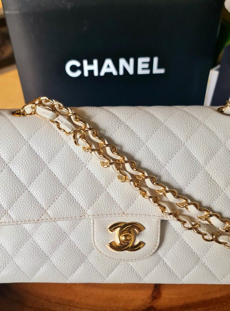 Chanel Classic Caviar Medium Gold HW with flap, Women's Fashion, Bags ...