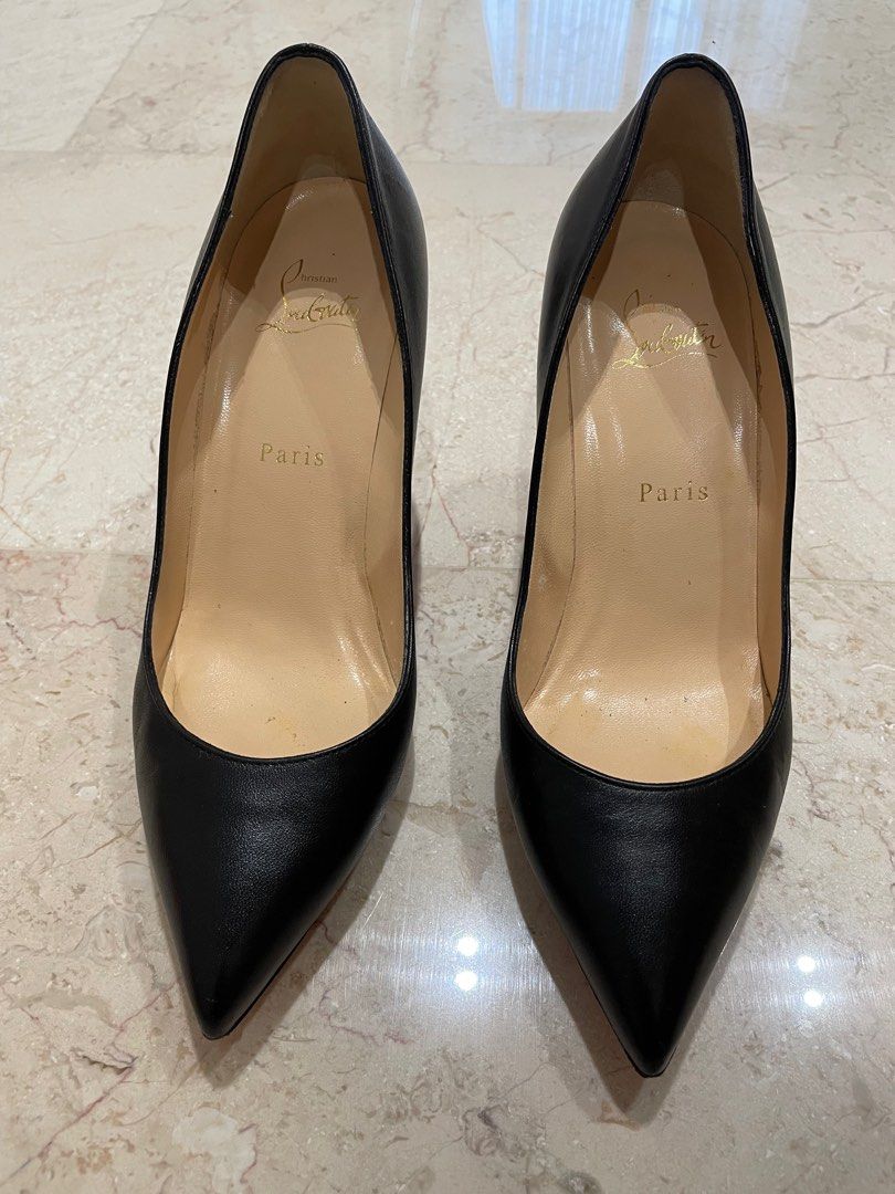 Christian louboutin clearance black leather heels