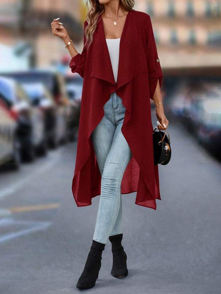 Red discount waterfall coat