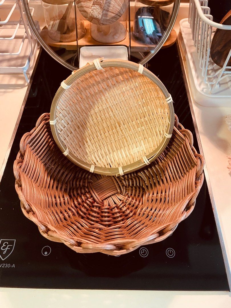 Daiso bamboo weaving containers, Furniture & Home Living, Kitchenware