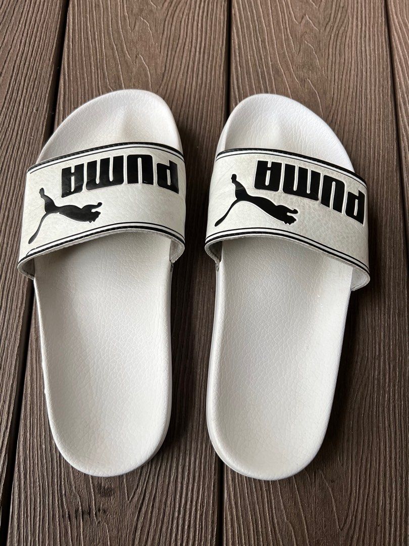 Puma white flip top flops