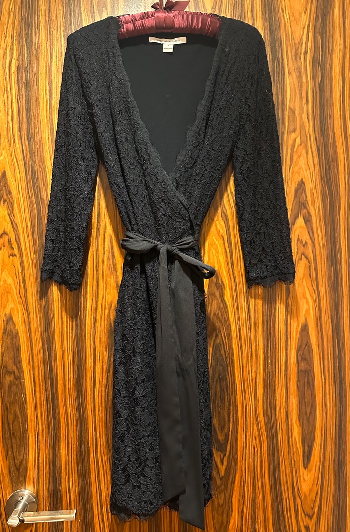 Dvf lace wrap sales dress