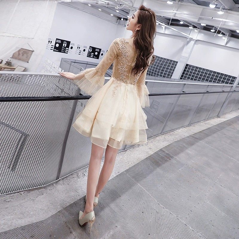 champagne colored cocktail dress
