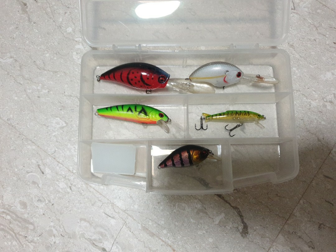 Fishing lures with box and dividers, deepdivers, crankbaits