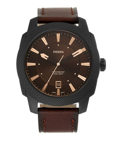 Fossil Machine FS5972 Brown Leather Analog Classic Quartz Dress Date ...