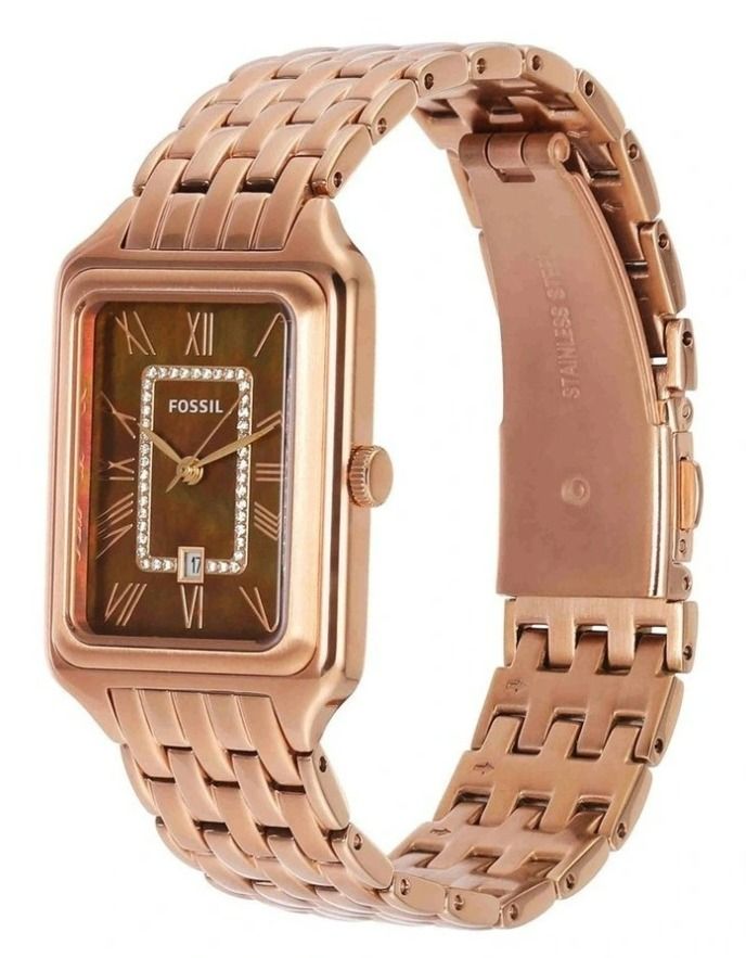 Fossil Raquel ES5323 Brown Analog Rose Gold Stainless Steel Dress ...