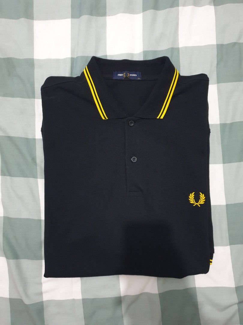 Fred perry polo black yellow top