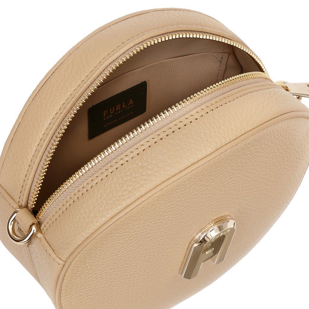 FURLA SLEEK MINI ROUND CROSSBODY SAND