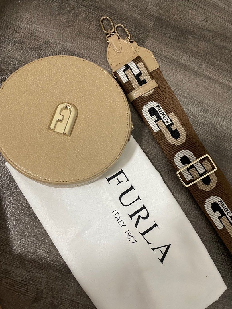 Furla sleek mini round crossbody bag outlet