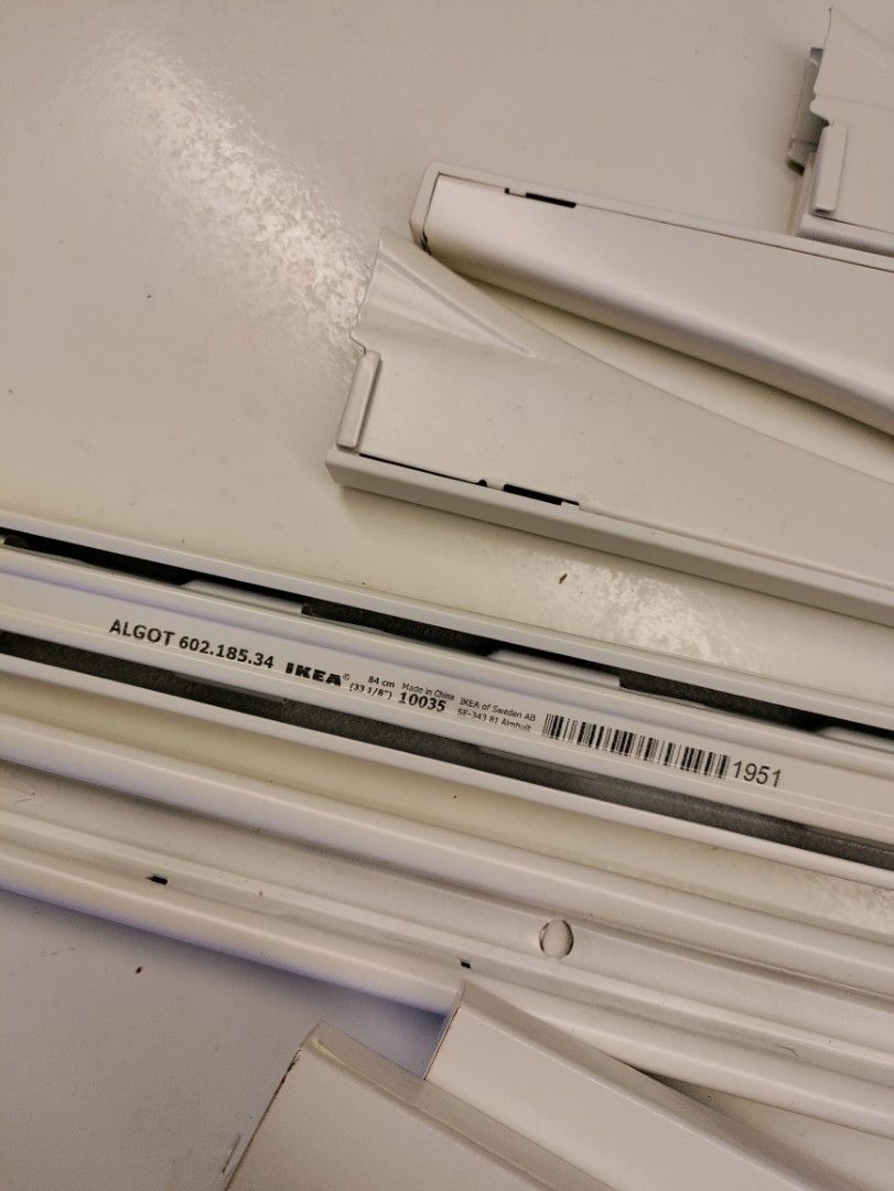 IKEA Algot shelves rails connectors, 傢俬＆家居, 傢俬, 櫃子、組合櫃及置物架 Carousell